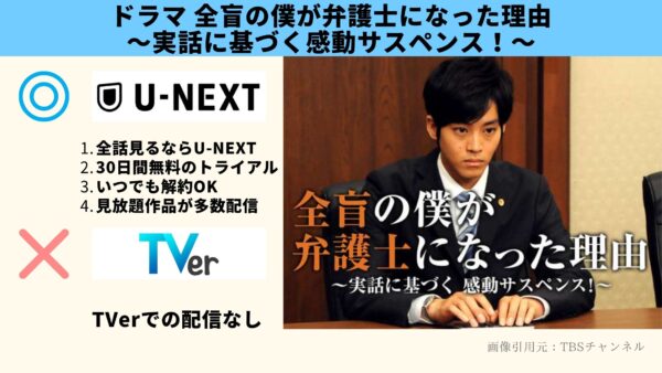 U-NEXT ドラマ 全盲の僕が弁護士になった理由 無料配信動画