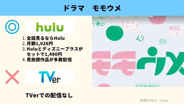 Hulu ドラマ　モモウメ　動画配信