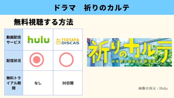 Hulu ドラマ　祈りのカルテ　無料動画配信