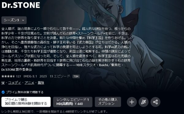 アニメ Dr.STONE NEW WORLD（ドクターストーン3期第2クール） 動画無料配信