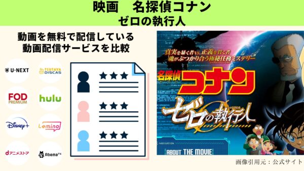 映画 名探偵コナンゼロの執行人 無料配信動画 比較