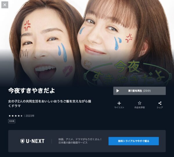 U-NEXT ドラマ 今夜すきやきだよ 無料配信動画
