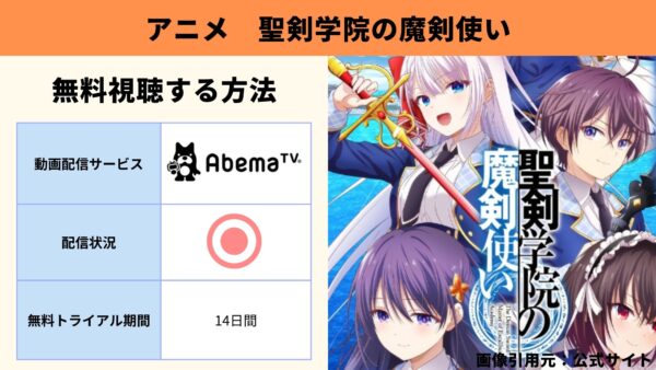 アニメ 聖剣学院の魔剣使い 動画無料配信