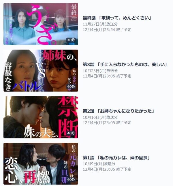 ドラマ けむたい姉とずるい妹 8話 無料動画配信