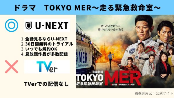 U-NEXT ドラマ TOKYO MER～走る緊急救命室～ 無料配信動画