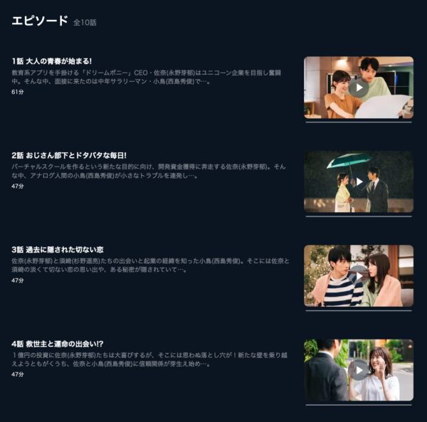 U-NEXT　ドラマ　ユニコーンに乗って　無料配信動画　エピソード