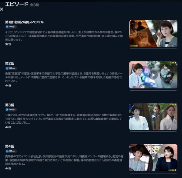 U-NEXT ドラマ 科捜研の女season23 無料動画配信
