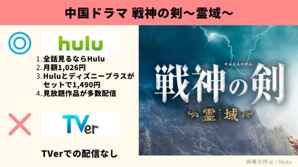 Hulu　中国ドラマ 戦神の剣～霊域～ 配信動画