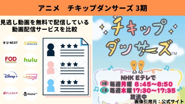 アニメ チキップダンサーズ 3期 動画無料配信 比較