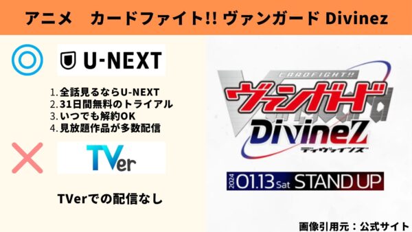 U-NEXT アニメ カードファイト!! ヴァンガード Divinez（ディヴァインズ） 動画無料配信
