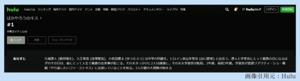 ドラマ ばかやろうのキス 無料視聴 Hulu