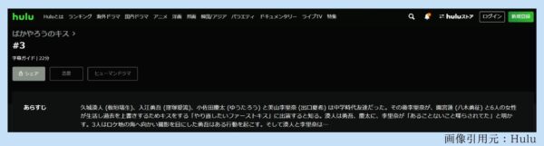 ドラマ ばかやろうのキス 無料視聴 Hulu