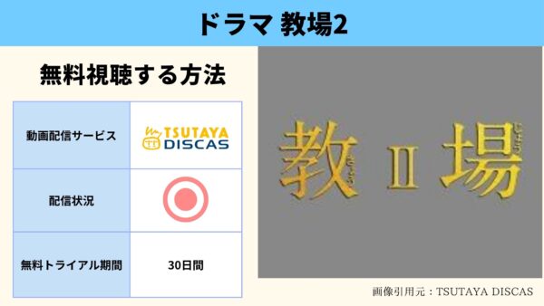 TSUTAYA DISCAS ドラマ 教場2 無料配信動画 DVDレンタル