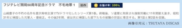 ドラマ 不毛地帯 TSUTAYA DISCAS 無料視聴 DVDレンタル