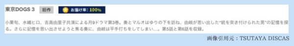 TSUTAYA DISCAS ドラマ 東京DOGS 無料配信動画 DVDレンタル