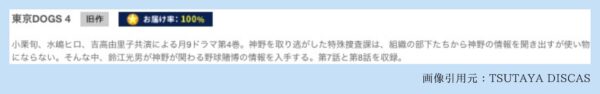 TSUTAYA DISCAS ドラマ 東京DOGS 無料配信動画 DVDレンタル
