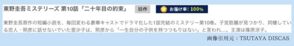 ドラマ東野圭吾ミステリーズ TSUTAYA DISCAS 無料視聴 DVDレンタル