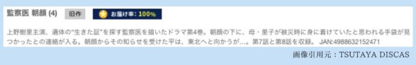 ドラマ監察医朝顔シーズン1TSUTAYA DISCAS 無料視聴