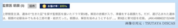 ドラマ監察医朝顔シーズン1TSUTAYA DISCAS 無料視聴