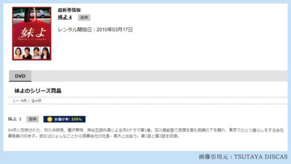 ドラマ妹よ配信TSUTAYADISCAS無料視聴