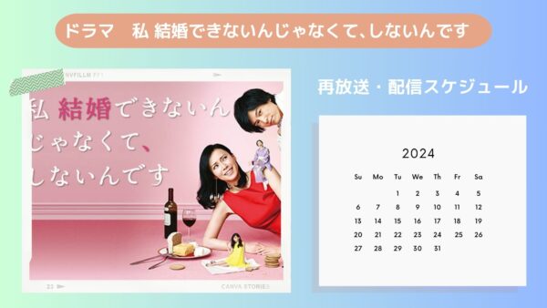 ドラマ 私 結婚できないんじゃなくて､しないんです配信・再放送スケジュール無料視聴